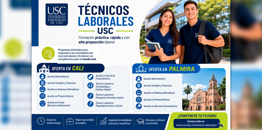 Cali y Palmira fortalecen oportunidades de estudio con la oferta de técnicos laborales de la USC